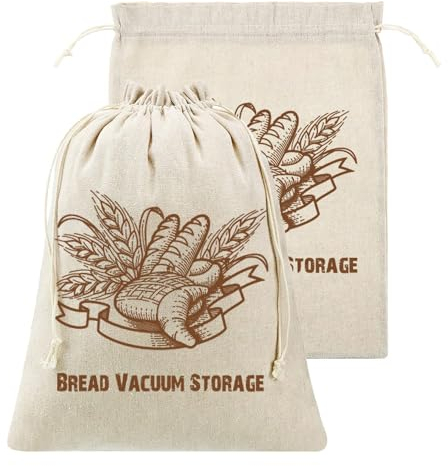 Gofodsil Juego de bolsas de pan de lino para guardar el pan, ideal para guardar pan, bolsas de lino, para mantener frescas, bolsas de pan, accesorios para hornear