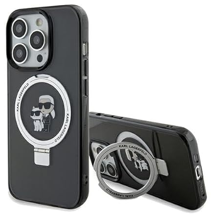 Karl Lagerfeld KLHMP13XHMRSKCK Hülle für iPhone 13 Pro Max 6.7 Schwarz hardcase Ring Stand Karl&Choupettte