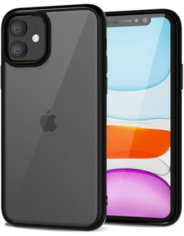 LoeoeL for iPhone 11 Case Clear, Transparent Hybrid 11 Phone Case [Hard Plastic & Soft Silicone Bumper] Acrylic Non Yellowing Thin Slim Protective Cover for Women, Black