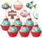 Ephlyn 36Pcs Fishing Cupcake Toppers Gone Fishing Party Cupcake Picks for Fisherman Birthday Party Decorations Fisherman Fishing Pole Theme Party Baby Shower Supplies