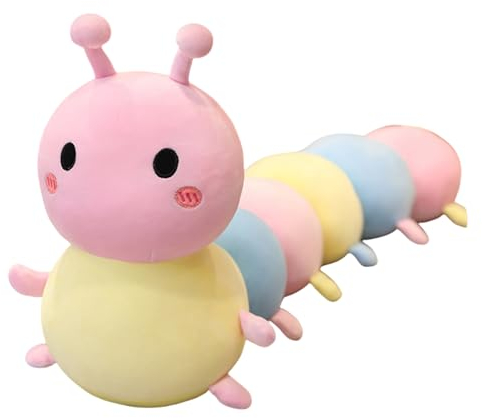 Uixxducc Kuscheltier Raupe Plüschtier Kawaii Raupen Plüsch Spielzeug zum Kuscheln & Spielen Kinder Stofftier Dekokissen Geschenke (120 cm,A)