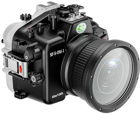 Underwater Waterproof Case for Olympus OM-1 Camera, IPX8 132ft/40m Diving Case with Anti-Glare Glass and Full (OM-1 12-50MM FL1855)