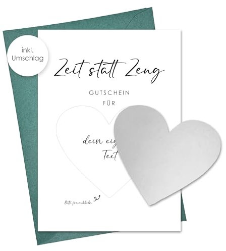 Rubbelkarte zum selber ausfüllen - Zeit statt Zeug als Gutschein oder Geschenk - Rubbellos - Wellness - Geburtstag - Gutscheinkarte - Postkarte