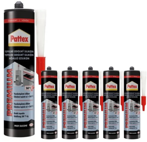 Hochtemperatur Silikon für Backöfen bis 260 Grad -Dichten und Kleben -Ideal für Öfen und Heizungen - Haftet auf Metall, Glas, Keramik, Holz, Silikonharzen (6 x 280ml)