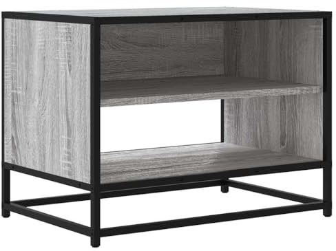 vidaXL Meuble TV Sonoma Gris 61x40x46 cm Bois d'ingénierie et métal, Banc TV, Meuble HiFi, Centre de Divertissement, Buffet TV, Meuble multimédia