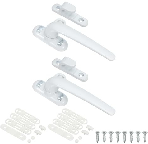 PATIKIL Aluminum Alloy Window Handle, 2pack Casement Window Lock Internal and External Sliding Door Window Handle Locks for Vertical & Horizontal Sliding Windows, White (Left Hand)