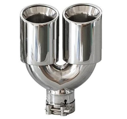 EKEGUY Auspuffblenden Doppelte Modifikation des Rostfreien Universal-Auspuffrohrs Mit Doppelter Schalldämpferspitze Endrohrblenden(R in60-out89mm)