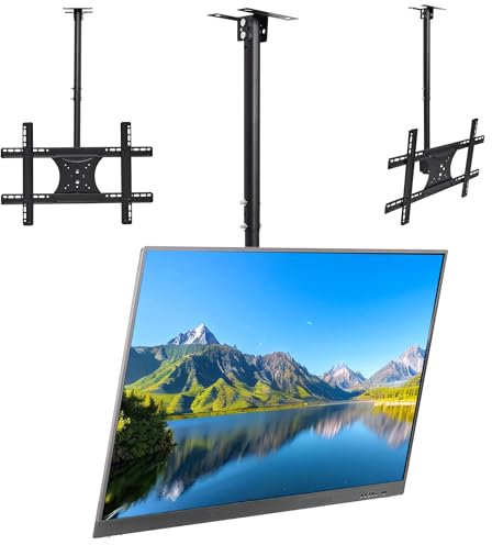 Monitor & TV Deckenhalterung für die meisten 32-65 Zoll Fernseher bis zu 30KG, max. VESA 600x600mm, Höhenverstellbare Decken TV Halterung für Schrankwänden oder Schrägdach