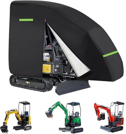 Minibagger Abdeckplane, Baggerabdeckung, 420D Abdeckung für 800-1600kg, Wasserdicht Atmungsaktive Baggerplane, Abdeckplane Gegen, Wind und Laub, Schutzhülle Regen Schnee UV-Schutz (Schwarz)