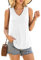 V FOR CITY Womens Long Tank Tops V Neck Camisole Top with Built in Bra Side Split Sleeveless Shirt White XL