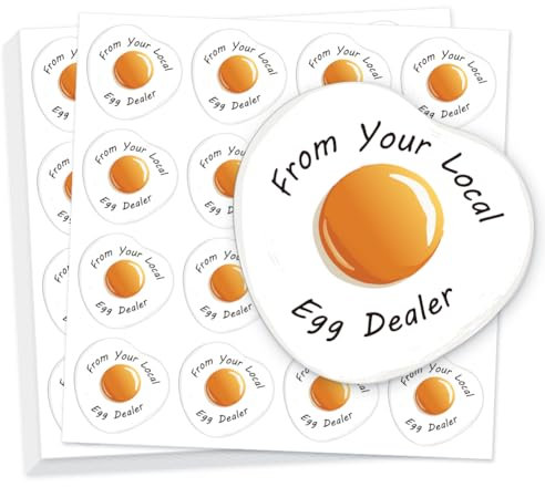 GOMAKERER 320 Pcs Funny Egg Carton Labels, 5cm Round from You Local Egg Dealer Farm Fresh Egg Sticker Irregular PET Adhesive Egg Packaging Sticker for Box Container Carton Farm Supplies