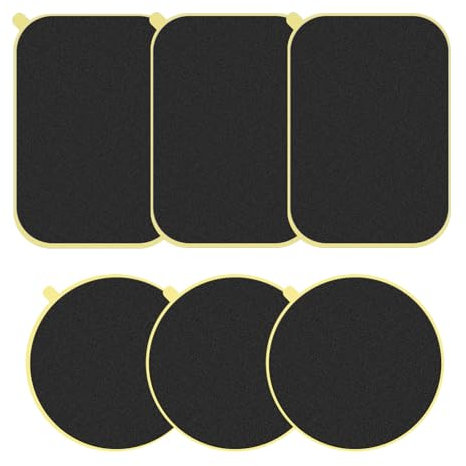 ePicsoa Metallplatte Handy, 6 Stück Handy Metall Platte, Metallplättchen Selbstklebend, Schwarz und Silber Metall Platte mit Klebefolie für Kfz Magnet Handy Halterung, 3 Runden und 3 Rechtecke