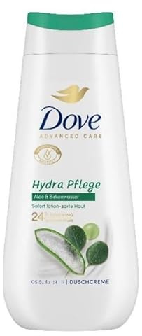 Dove Advanced Care, Lot de 6 crèmes de douche à l'aloe vera et à l'eau de bouleau, soin hydratant, 225 ml