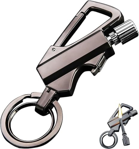 Permanent Match Infinity Lighter, with Multitool Keychain Bottle Opener, Waterproof Matches, Camping Tool, Reusable Keychain Lighter for Outdoor Survival for Men Gifts (Black)