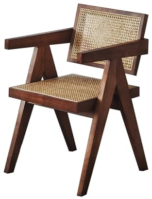 YPAPBHT Home Natürliche Rattan Sofa Massivholz Esszimmer Stuhl Kombination Cafe Homestay Freizeit Und Komfortable Rattan Möbel(Walnut)