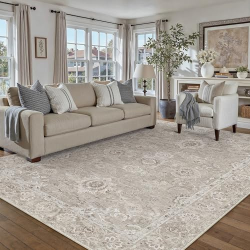 PureCozy Braun Teppich Wohnzimmer 160x230cm Schlafzimmer Teppiche Waschbarer rutschfest Boho Vintage Carpet Wohnzimmerteppich Esszimmer Büroteppich Retro kurzflor Weich Carpets