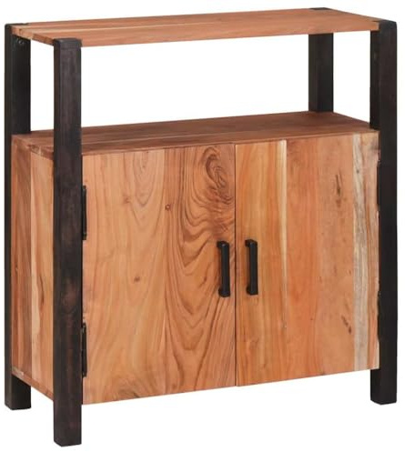 Tonture Sideboard Braun 70x30x75 cm, Massivholz Akazie, mit 2 Türen, Konsole für Wohnzimmer, Flur, Esszimmer, vielseitiger Stauraum