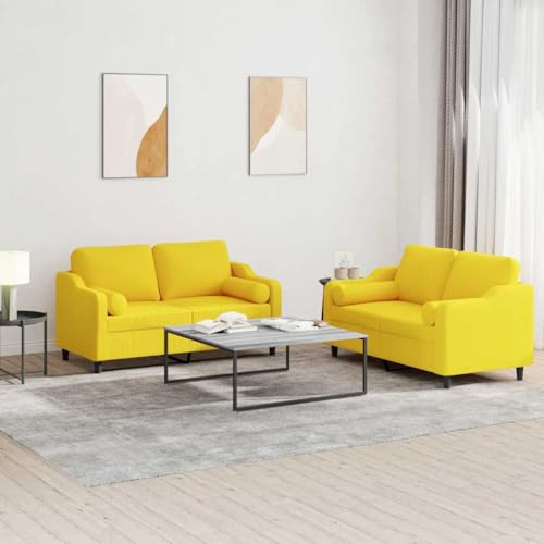 Owoxanthellate 2-Sitzer Sofa Hellgelb 138x77x80 cm, atmungsaktiver Stoff, dick gepolstert, Rollkissen, Sperrholz/Metall, modern
