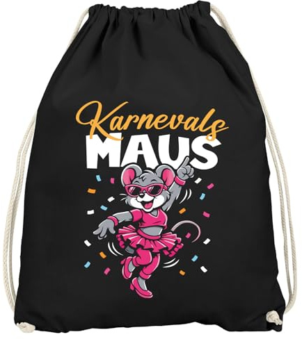 MoonWorks® Turnbeutel Karnevalsmaus Accessoires Fasching Karneval Gadgets Spruch lustig Faschingsartikel Tasche Gymbag Schwarz unisize