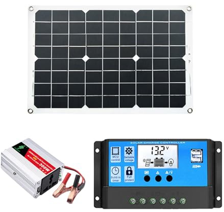 Generador solar con paneles incluidos - Generador solar 300W con salidas de CA de 220V - Inversor portátil de 300 W para backup doméstico al aire Camping RV.