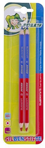 JOLLY Buntstift/Farbstift Supersticks Silbenstift Rot/Blau Duo Kinderfest, 2er Blisterkarte