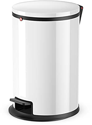 Hailo Pure M, Mülleimer aus Stahlblech , 12 Liter, Müllbeutel-Klemmringsystem, Deckeldämpfung (Soft