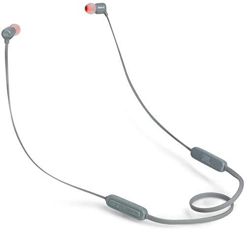 JBL Tune 110 BT Auriculares inalámbricos con sonido Pure Bass, Bluetooth, mando a distancia y micrófono, batería de hasta 6 horas, 2h de recarga, gris