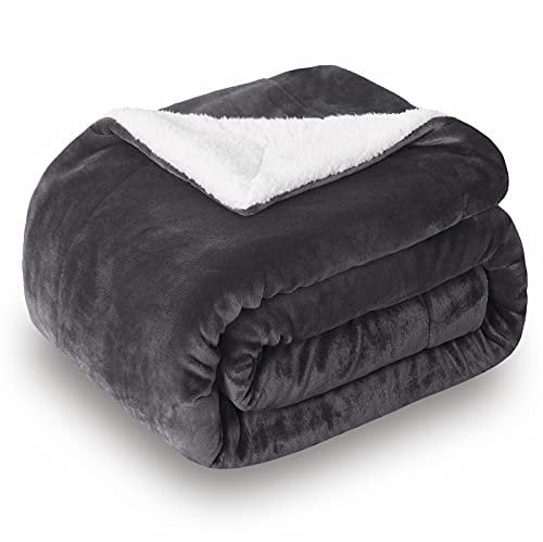 SOCHOW Sherpa Fleece Throw Blanket, Double-Sided Super Soft Luxurious Plush Blanket 150cm×200cm, Dark Grey
