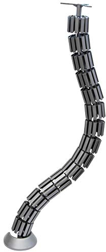 Gedotec Cable guide desk cable duct plastic cable management for PC tables and office tables, cable snake 820 mm, cable holder anodised silver, 1 piece - table cable guide for 12 cables