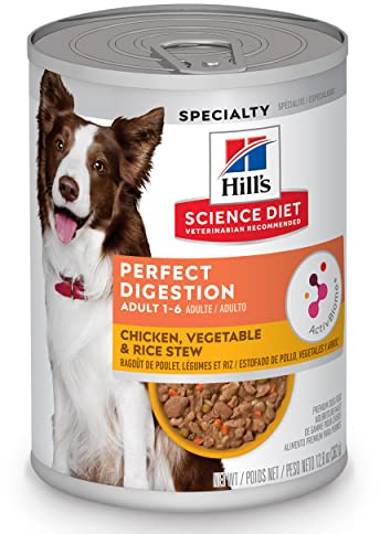 Hill's Science Diet Adult 1-6 Perfect Digestion Wet Dog Food, Chicken, Vegetable, & Rice, 12.8 oz. Cans, 12-Pack