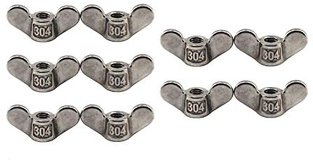 304 Edelstahl Flügelmutter M6 Hand gedrehte Verschlüsse Schmetterlingsflügel geformte Mutter DIY Hardware 10 Stück