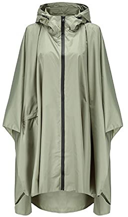 Freiesoldaten Women Waterproof Rain Poncho Stylish Reusable Lightweight Outdoor Raincoats Rain Jacket with Hood Green