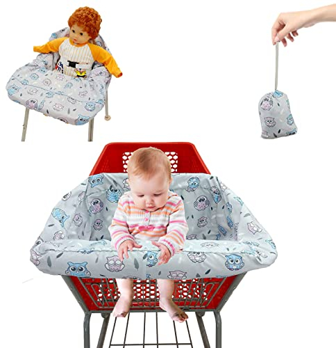 Pozico Einkaufswagen-Sitzbezug für Babys – Universelle, Weich Gepolsterte Schutzabdeckung, Waschbar & Faltbar, Passend für Einkaufswagen & Hochstühle im Restaurant Graue-Eule
