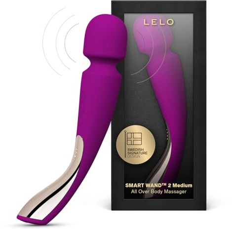 LELO Smart Wand Medium - Personal Wand Massager, Waterproof, Deep Rose | This rechargeable wand massager releases muscle tension and delivers powerful, waterproof vibration for the body.