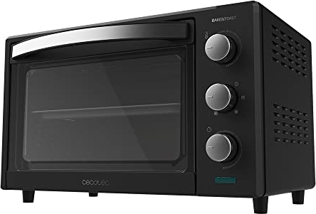 Cecotec Horno de Sobremesa de Convección 28 L Bake&Toast 2800 Black. 1600 W, Multifunción, 6 Modos de Calor, Temporizador, Temperatura regulable, Puerta de Doble Cristal, Acero Lacado