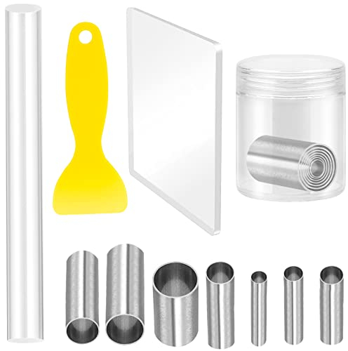 10 Stk Polymer Clay Werkzeuge Set Ton Modellierwerkzeug Skulpturenwerkzeugsatz 7 Modellierung Round Carving Kits mit Lehm Acrylroller Tonwalzer Acryl-Trägerplatte Schaber für DIY-Tonkeramikhandwerk