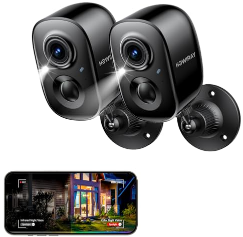 HOWIRAY Security Cameras Wireless Outdoor,2 Pack Battery Wireless Security Camera with AI Motion Detection, WiFi Cameras for Home, Color Night Vision,2-Way Talk(2 Pack)