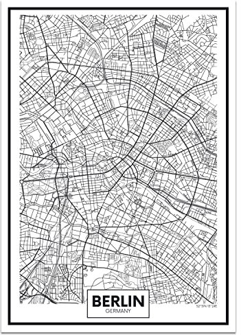 wandmotiv24 Poster als Wanddeko, Größe Din A1, Straßen Karte Berlin, Deutschland, Koordinaten, Reisen, Moderne Wanddeko, Wandbilder, Deko, Bild M0137
