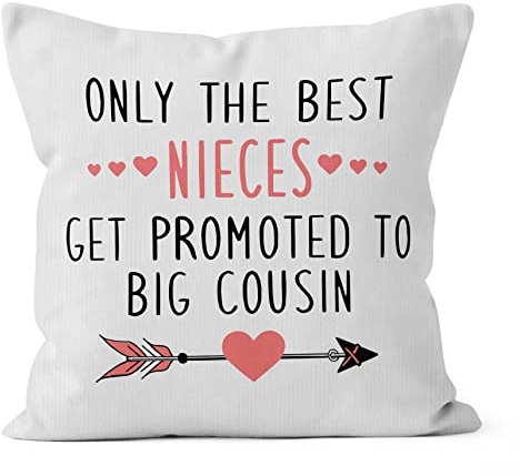HIWX Only The Best Nieces Get Promoted to Big Cousin Dekorativer Kissenbezug, Schwangerschaftsankündigung, Tante, Nichte, Geschenk für Sofa, Schlafzimmer, Heimdekoration, 45,7 x 45,7 cm Kissenbezug
