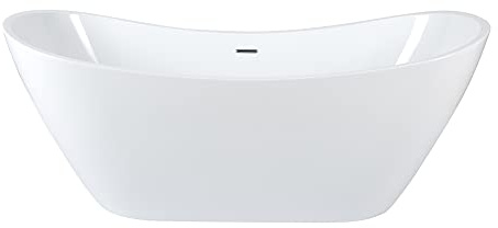 MILANO White 1830x710mm Double Ended Freestanding Oval Bath Chrome Overflow