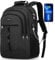 YAMTION Schwarz Rucksack Herren und Damen,Unisex Schulrucksack Teenager für Jungen Mädchen Laptop Rucksack Schultasche mit USB für Uni Schule Arbeit Büro