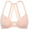 DOBREVA Damen Vorderverschluss Push Up BH mit Bügel Soft T Shirt Tiefen Ausschnitt BHS Neckholder Gepolsterter Blush Beige 85C