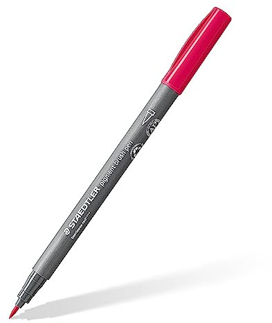 STAEDTLER brush pen pigment Arts, bordeauxrot, pigmentierte Premium-Zeichentusche, Pinselspitze für variable Linienbreite, wasserfest, schnelltrocknend, 10 brush pens im Kartonetui, 371-23
