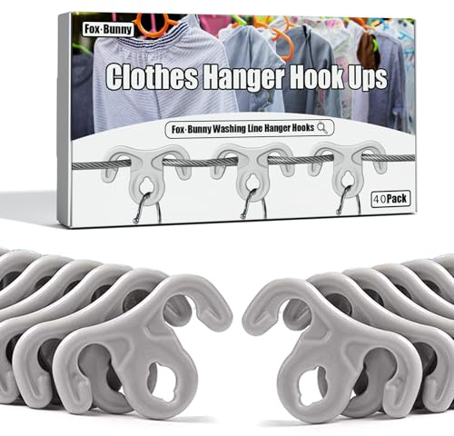 Lot de 40 crochets de suspension pour corde à linge, crochets coupe-vent, pinces à linge à forte adhérence, réduisent le besoin de repasser les vêtements, parfaits pour corde à linge rétractable ou