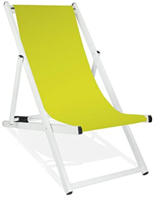 MultiBrands Liegestuhl, klappbar, Aluminium, Sitzbezug, weiß lackiert (Lemon)