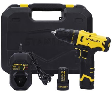 STANLEY SCH10D2K-IN - Taladro de martillo cepillado con batería de 2 Ah y cargador de 1,5 A