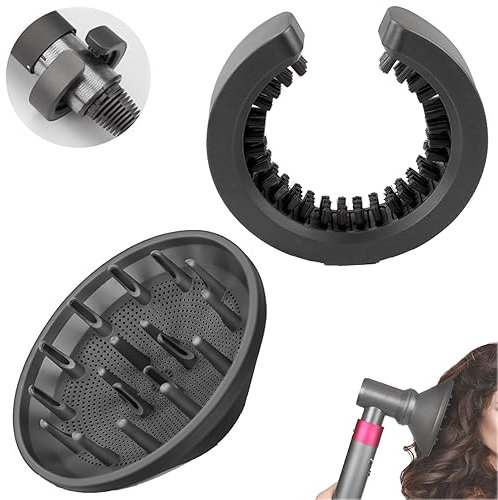 Hair Diffuser Attachment Nozzles and Filter Cleaning Brush for Dyson Supersonic Hair Dryer HD01 HD02 HD03 Into A Hair Dryer Combination