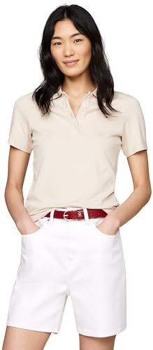 Tommy Hilfiger 1985 Slim Pique Polo SS Ww0Ww43225, Polo a Maniche Corte, Donna, Beige (Classic Beige), XL
