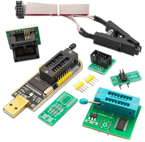APKLVSR SOIC8 SOP8 Test Clip für EEPROM 25CXX / 24CXX,BIOS USB Programmierer CH341A + SOIC8 Clip + 1,8V Adapter + SOIC8 Adapter für 24 25 Serie Flash