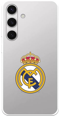 LA CASA DE LAS CARCASAS Schutzhülle für Samsung Galaxy S24, Real Madrid Wappen, transparent, zum Schutz Ihres Handys, flexible Silikonhülle, offizielles Lizenzprodukt von Real Madrid